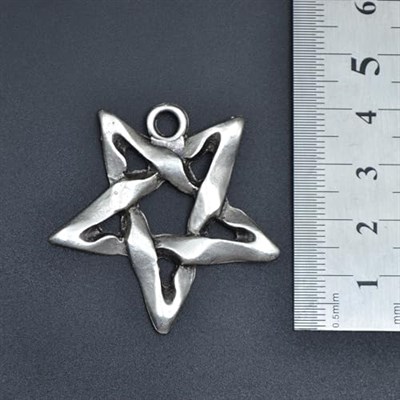 Pentagram Örme Zincir Kolye - Gümüş Kaplama - Erkek Kadın Kolye - No:1388