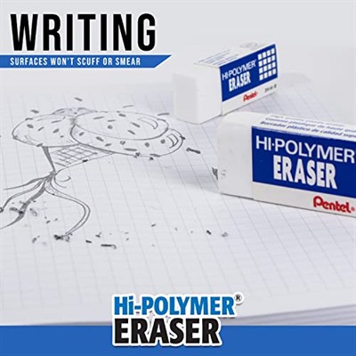 Pentel Hi-Polimer Blok Silgi, Küçük, 48 Silgi Kutusu (ZEH-05), Beyaz