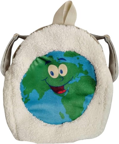 perababy Peluş Dünya Temalı Sırt Çantası, Yeşil ve Mavi Renklerde, Kulaklı