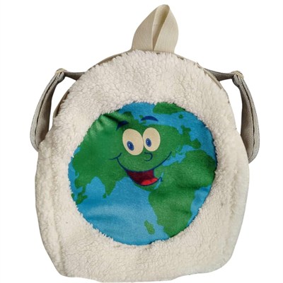 perababy Peluş Dünya Temalı Sırt Çantası, Yeşil ve Mavi Renklerde, Kulaklı