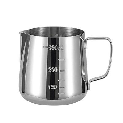 Perlotus 350 ml Kahve Süt Köpürtme Potu 304 Paslanmaz Çelik Barista Sütlük Ölçü Göstergeli