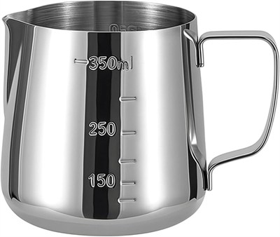 Perlotus 350 ml Kahve Süt Köpürtme Potu 304 Paslanmaz Çelik Barista Sütlük Ölçü Göstergeli