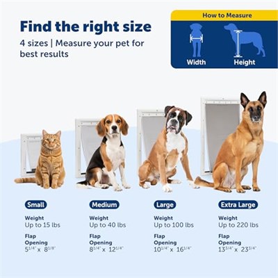 PetSafe Plastik Köpek ve Kedi Kapısı, Küçük, 15 lbsye Kadar Evcil Hayvanlar İçin, Boyanabilir, Kolay Kendin Yap Kurulum, Güvenlik Kapağı Dahil, İç ve Dış K - Seçenekler: Small, X-Large, Medium, Large