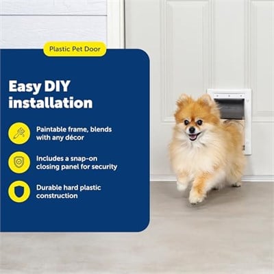 PetSafe Plastik Köpek ve Kedi Kapısı, Küçük, 15 lbsye Kadar Evcil Hayvanlar İçin, Boyanabilir, Kolay Kendin Yap Kurulum, Güvenlik Kapağı Dahil, İç ve Dış K - Seçenekler: Small, X-Large, Medium, Large