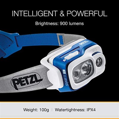PETZL - Kafa Lambası Swift RL - Üniseks, Mavi, Tek Beden, Şarj Edilebilir