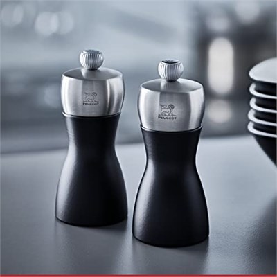 Peugeot 2/21283 Fidji karabiber/tuz değirmeni ahşap, 5,2 x 5,2 x 12 cm, mat siyah