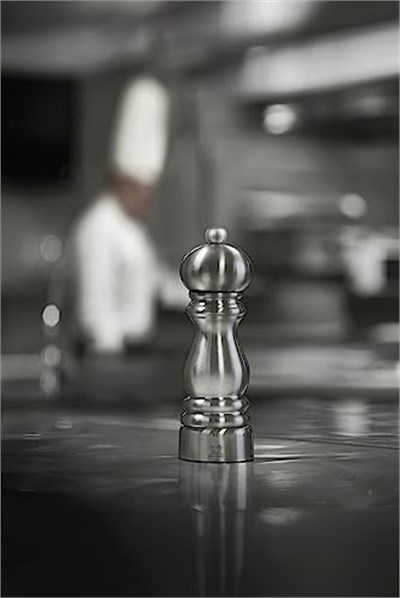 PEUGEOT Paris Chef manuel karabiber değirmeni, öğütme derecesi ayarı uSelect, yükseklik: 18 cm, fırçalanmış paslanmaz çelik, gümüş, 32487