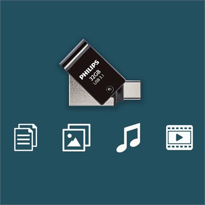 Philips 2si 1 arada OTG Edition Ultra Speed USB-C/USB 3.1 çift USB flash sürücü USB bellek 32 GB PC, dizüstü bilgisayar, bilgisayar, (Android) akıllı telefon, tablet, ultra - Seçenekler: 32 GB, 128GB