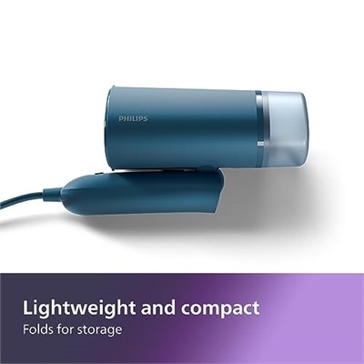 PHILIPS 3000 Serisi Elde Taşınabilir Buharlı Pişirici, Kompakt ve Katlanabilir, 30 Saniyede Kullanıma Hazır, 1000W, 20g/dkya kadar, Ütü Masası Gerekmez, Mavi (STH3000/20)
