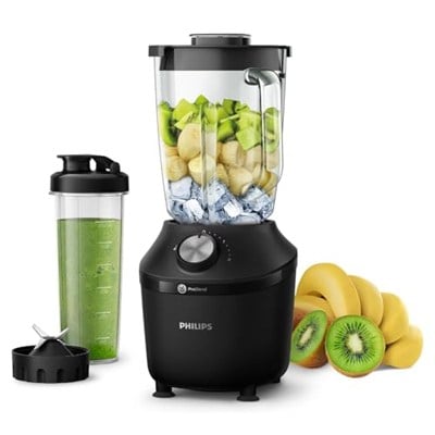 Philips 3000 Serisi ProBlend Crush Teknolojili Blender - 600 W Güç, 2 L Cam Sürahi, 2 Hız + Pulse, Titreşim Önleyici Taban, Siyah (HR2291/41)