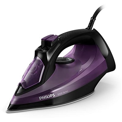 Philips 5000 Serisi Buharlı Ütü – 2.400 W, 180 ga kadar buhar püskürtme, SteamGlide Plus taban, damlama durdurma sistemi, dikey buhar, verimli ütüleme, otomatik kireç temizleme (DST5030/80)