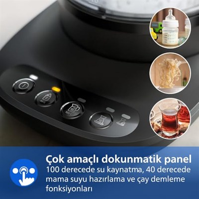 Philips 5000 Serisi Çay Makinesi - Otomatik Sıcak Tutma, 2,2L Ekstra Geniş Kapasite, 0,9L Cam Demlik, 1900W Güç (HD7360/00)
