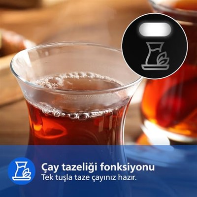 Philips 5000 Serisi Çay Makinesi - Otomatik Sıcak Tutma, 2,2L Ekstra Geniş Kapasite, 0,9L Cam Demlik, 1900W Güç (HD7360/00)