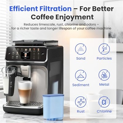 Philips AquaClean CA6903/10 CA6903/22-4 adet filtre kartuşu, Saeco Philips LatteGo kahve otomatı ile uyumlu, BPA içermez, kireç içermez, tadı iyileştirir