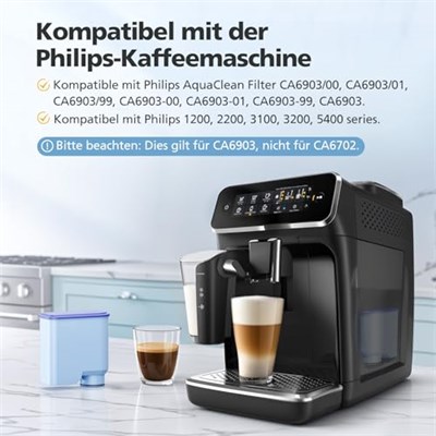 Philips AquaClean CA6903/10 CA6903/22 CA6903 için 6 adet yedek su filtresi | 2 kademeli su filtresi Saeco & Philips tam otomatik kahve makineleri için uygundur