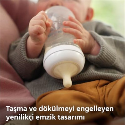 Philips Avent Doğal Tepkili Biberon, 260 ml, 3-6 Ay+, Akıtmaz Emzik, Kolik ve Gaz Önleyici, BPA İçermez, Pembe, SCY903/11
