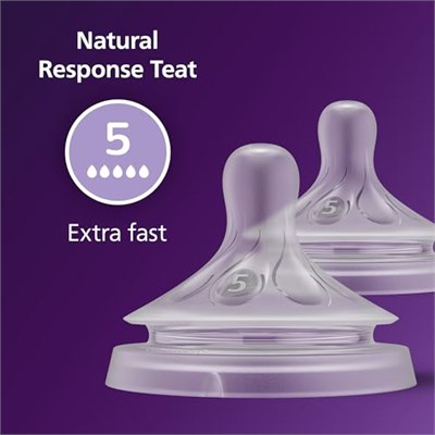 Philips Avent Doğal Tepkili Biberon Emziği, 2’li Paket, 6 Ay+, 5 Numara, Akıtmaz Emzik, Kolik ve Gaz Önleyici, BPA İçermez, SCY965/02