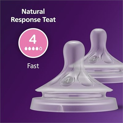 Philips Avent Doğal Tepkili Biberon Emziği, 2’li Paket, 3 Ay+, 4 Numara, Akıtmaz Emzik, Kolik ve Gaz Önleyici, BPA İçermez, SCY964/02