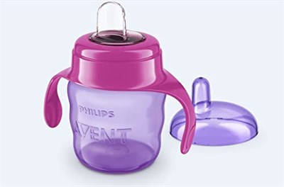Philips Avent Eğitici Damlatmaz Bardak, 6 Ay+, Kız Bebekler için, Yumuşak Silikon Uç, Kolay Tutuş, Sızdırmaz Tasarım, Bulaşık Makinesinde Yıkanabilir, 200 ml, SCF551/03