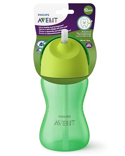 Philips Avent Pipetli Bardak, 12 Ay+, 300 ml, Desenli, Damlatmaz, Kolay Tutuş, Bulaşık Makinesinde Yıkanabilir, BPA İçermez, Yeşil, SCF798/01