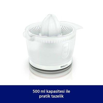 Philips Daily Collection Narenciye Sıkacağı, 25W, 500 ml Meyve Suyu Sürahisi, Otomatik Yön Değiştirme, Kablo Saklama, HR2738/00