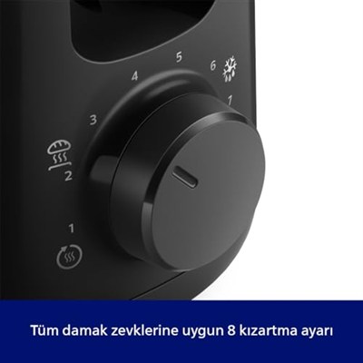 Philips Daily Collection Uzun Yuvalı Ekmek Kızartma Makinesi, Buz Çözme Modu, 8 Kızartma Ayarı, Uzun Yuvalı, Siyah, HD2590/90