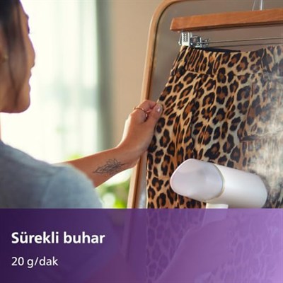 Philips El Tipi Buharlı Ütü 3000 Serisi – Kompakt ve Katlanabilir Tasarım, 30 Saniyede Hazır, 1000W ve 20g/dak Sürekli Buhar, Ütü Masası Gerektirmez, Tüm Kumaşlarda Güvenli (STH3020/10)