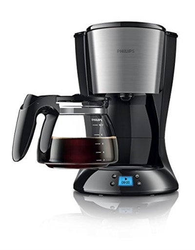 Philips Filtre Kahve Makinesi, 1,2 Lt Kapasite, Otomatik Kapanma, Cam Demlikli, Kolay Doldurma, Zamanlayıcı, Siyah ve Metal, HD7459/20