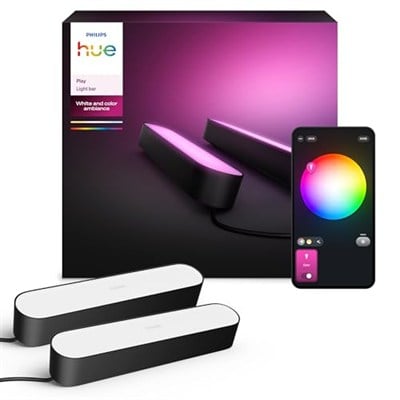 Philips Hue Play Pack Ambiance Beyaz ve Renkli, Siyah, 2.6.6W Temel Paket Kiti, Alexa, Google Assistant ve Apple Homekit ile çalışır