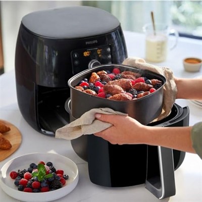Philips Premium Airfryer XXL – Yağ Alma Teknolojisi, Hızlı Hava, Dijital Ekran, Kızartma/Fırın/Izgara/Fırında Pişirme/Yeniden Isıtma, 1.4kg Kapasite, Bulaşık Makinesinde Yıkanabilir, Siyah (HD9650/90)