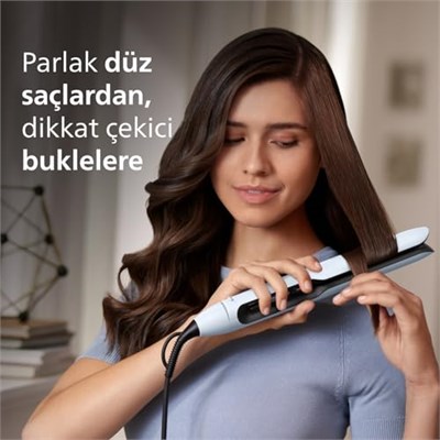 Philips Saç Düzleştirici, Bukle Özellikli, Argan Yağlı Plaka, ThermoShield, İyonik Bakım, Hızlı Isınma, Geniş Sıcaklık Ayarı, Isıya Dayanıklı Kılıf Hediyeli, BHS520/00
