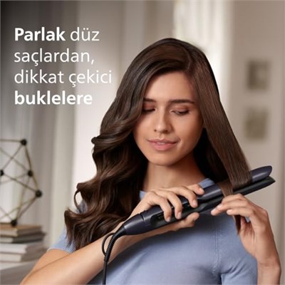 Philips Saç Düzleştirici, Bukle Özellikli, Argan Yağlı Plaka, ThermoShield, UV Koruma, İyonik Bakım, Hızlı Isınma, Geniş Sıcaklık Ayarı, Isıya Dayanıklı Kılıf Hediyeli, BHS732/00