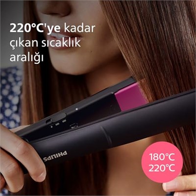 Philips Saç Düzleştirici, Keratin Seramik Plaka, ThermoProtect Teknolojisi, 2 Sıcaklık Ayarı, Tuş Kilidi, 60 Saniyede Isınma, 220°C’ye Kadar Sıcaklık Ayarı, BHS375/00