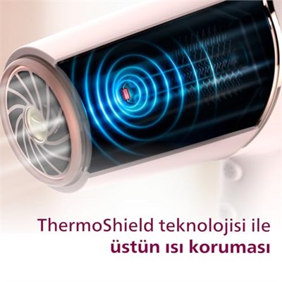 Philips Saç Kurutma Makinesi, ThermoShield Isı Koruma Teknolojisi, 2 Kat İyonik Bakım, 6 Kademeli Hız ve Sıcaklık Ayarı, Soğuk Hava Üfleme, 2100W Güçlü Performans, Parlak Saçlar, BHD500/00