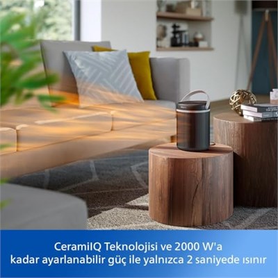 Philips Serisi 3000 2000W Enerji Tasarruflu Bağlantılı Isıtıcı, EcoAI ile%50ye Kadar Enerji Tasarrufu, Sessiz, 5 Güvenlik Fonksiyonu, 45°lik Salınım, Koyu Gri (CX3120/01)