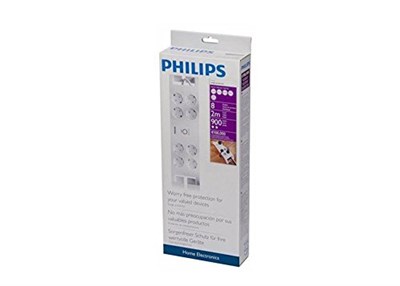 Philips SPN3080B/10, Çoklayıcı, 900J 8li Akım Korumalı 2m, Beyaz