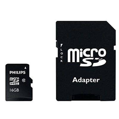 Philips Ultra Speed microSDHC Card 16 GB + SD adaptörü UHS-I U1, 80 MB/snye kadar okuma hızı, A1 hızlı uygulama performansı, V10, akıllı telefonlar, tablet, bilgisa - Seçenekler: 16 GB, 32 GB, 128 GB