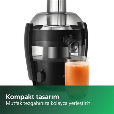 Philips Viva Collection Meyve Sıkacağı - Kompakt Tasarım, QuickClean Teknolojisi, Bardağa Doğrudan Servis, 500W Motor, 1.5L Kapasite, Damlatmaz, Kolay Temizlenir (HR1832/00)