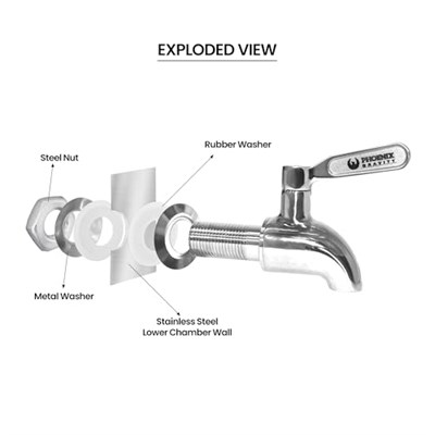 PHOENIX GRAVITY AISI 304 Paslanmaz Çelik Su Filtresi Musluğu, Berkey, Doulton, Purewell ve Diğer Yerçekimiyle Çalışan Su Filtreleme Sistemleri ve İçecek Dağıtıcıları için Uyumlu Yedek Musluk
