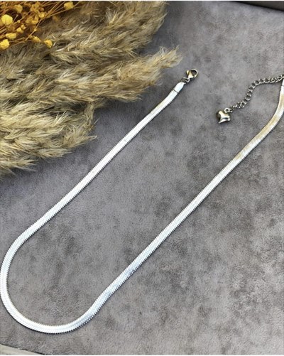 Pigna Aksesuar İtalyan ezme Çelik Zincir Gümüş 60 cm erkek (KUTULU)