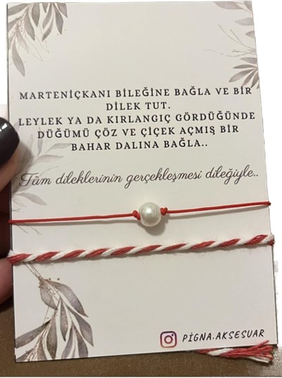 Pigna Aksesuar Marteniçka Bileklik Ve Incili Kırmızı Ip Bileklik Kırmızı Tek Ebat