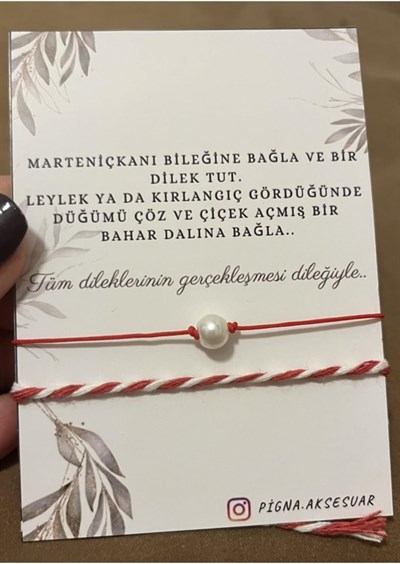 Pigna Aksesuar Marteniçka Bileklik Ve Incili Kırmızı Ip Bileklik Kırmızı Tek Ebat