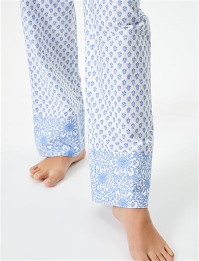 Pijama Altı Desenli Düz Paça Pamuklu