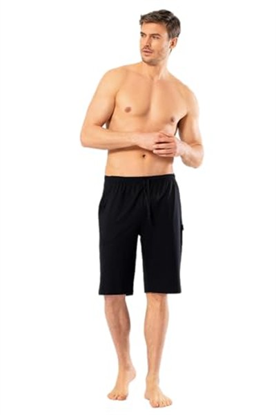 Pijama Pazarı 2172 Erkek Modal Bermuda Tek Alt - Siyah SİYAH S