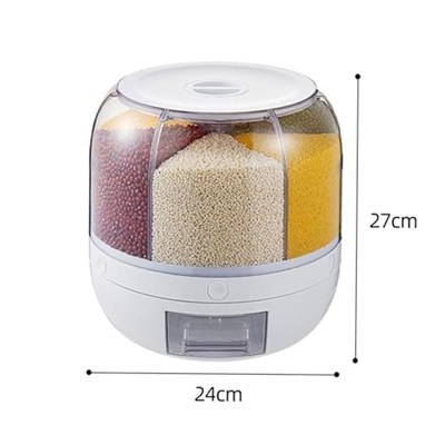 pikas Bakliyat Organizeri, Bakliyat Saklama Kabı, 6 Kg Kapasiteli Styles Gıda Ve Bakliyat Saklama Kabı 6 Gözlü (6KG)