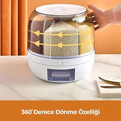 pikas Bakliyat Organizeri, Bakliyat Saklama Kabı, 6 Kg Kapasiteli Styles Gıda Ve Bakliyat Saklama Kabı 6 Gözlü (6KG)