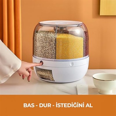 pikas Bakliyat Organizeri, Bakliyat Saklama Kabı, 6 Kg Kapasiteli Styles Gıda Ve Bakliyat Saklama Kabı 6 Gözlü (6KG)