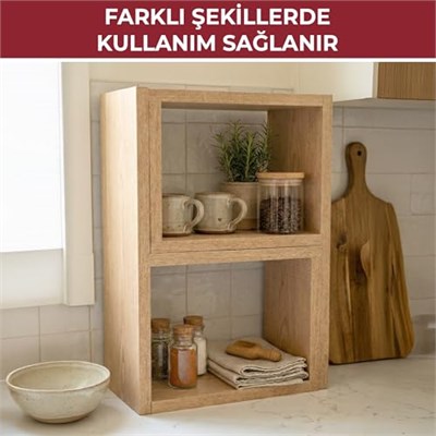 PIKAS Tezgahüstü Ayarlanabilir Çok Amaçlı Raf – Baharatlık, Kahve Köşesi ve Mutfak Organizeri (Kahverengi)