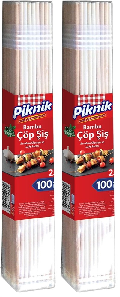 Piknik Ağaç Bambu Çöp Şiş 25 Cm–100Lü 113-P 2li paket