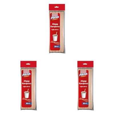 Piknik Ahşap Kariştirici 50Li 3lü paket